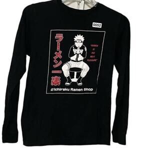 Ripple Junction Ichiraku Raman Shop Novelty Long Sleeve Black T Small